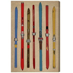 Vintage Skis Artwork Canvas 36" x 24"